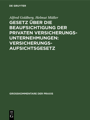 cover image of Gesetz über die Beaufsichtigung der privaten Versicherungsunternehmungen